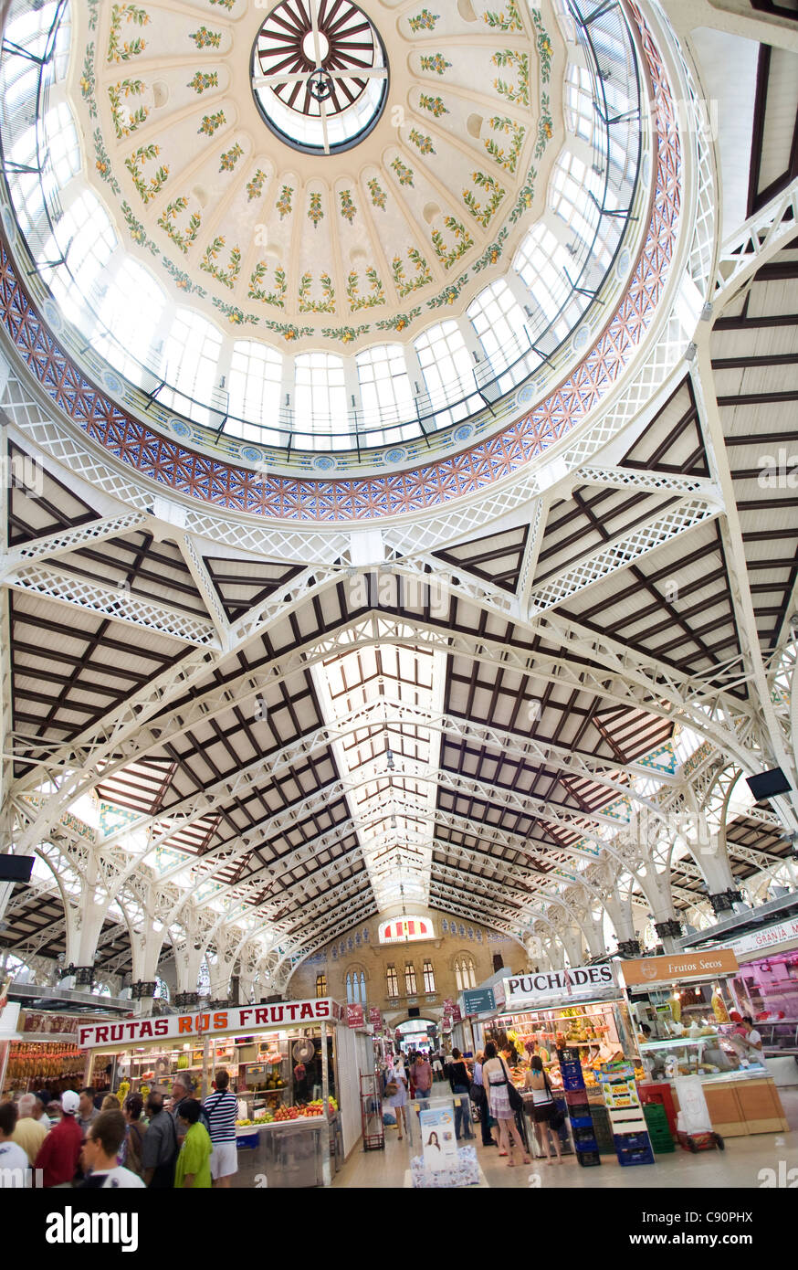 Interior of the Mercado Central, central market, Valencia, Spain Stock Photo