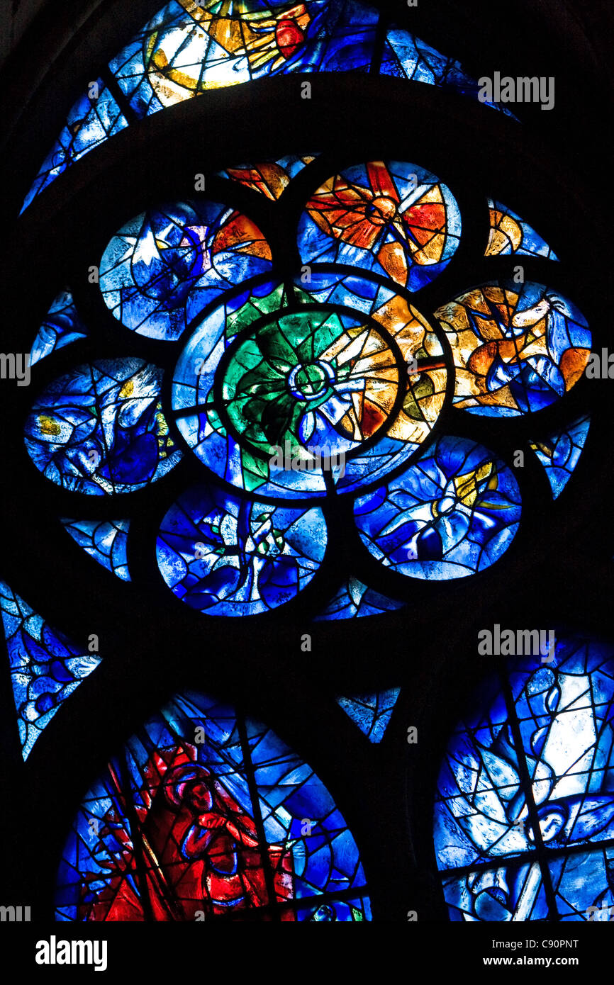 Marc Chagall windows Reims Cathedral France Stock Photo