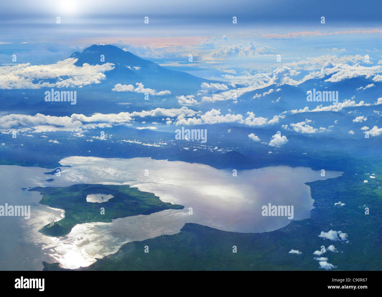 Taal Volcano aerial, Batangas, Luzon Island, Philippines, Asia Stock Photo