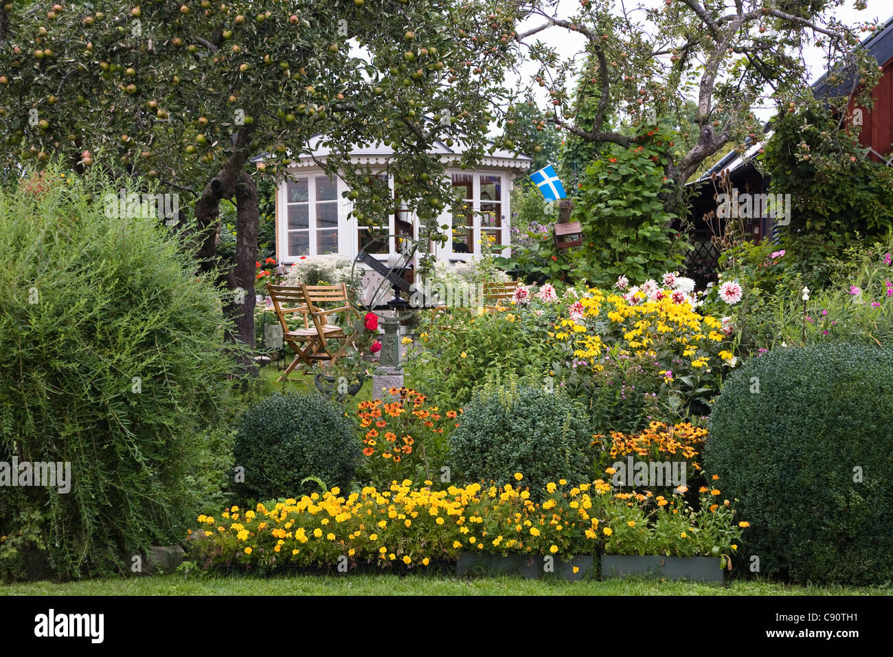 House and garden in Pataholm, Smaland, South Sweden, Scandinavia, Europe Stock Photo