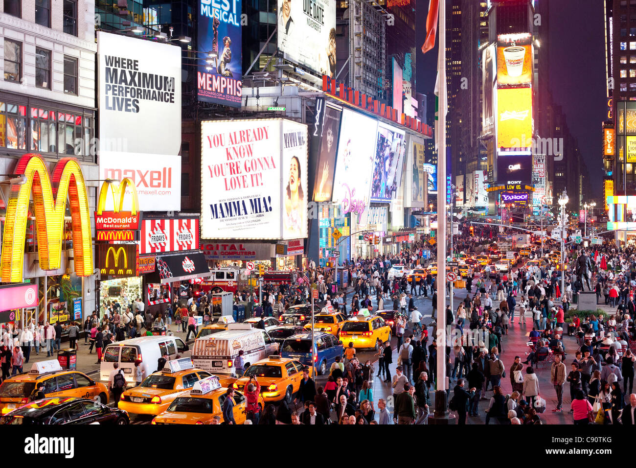 Illuminated advertisement building hires stock photography