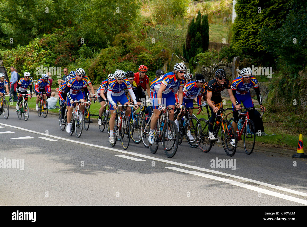 Tour of Britain cycle race, Caerphilly Mountain, South Wales. Stock Photo