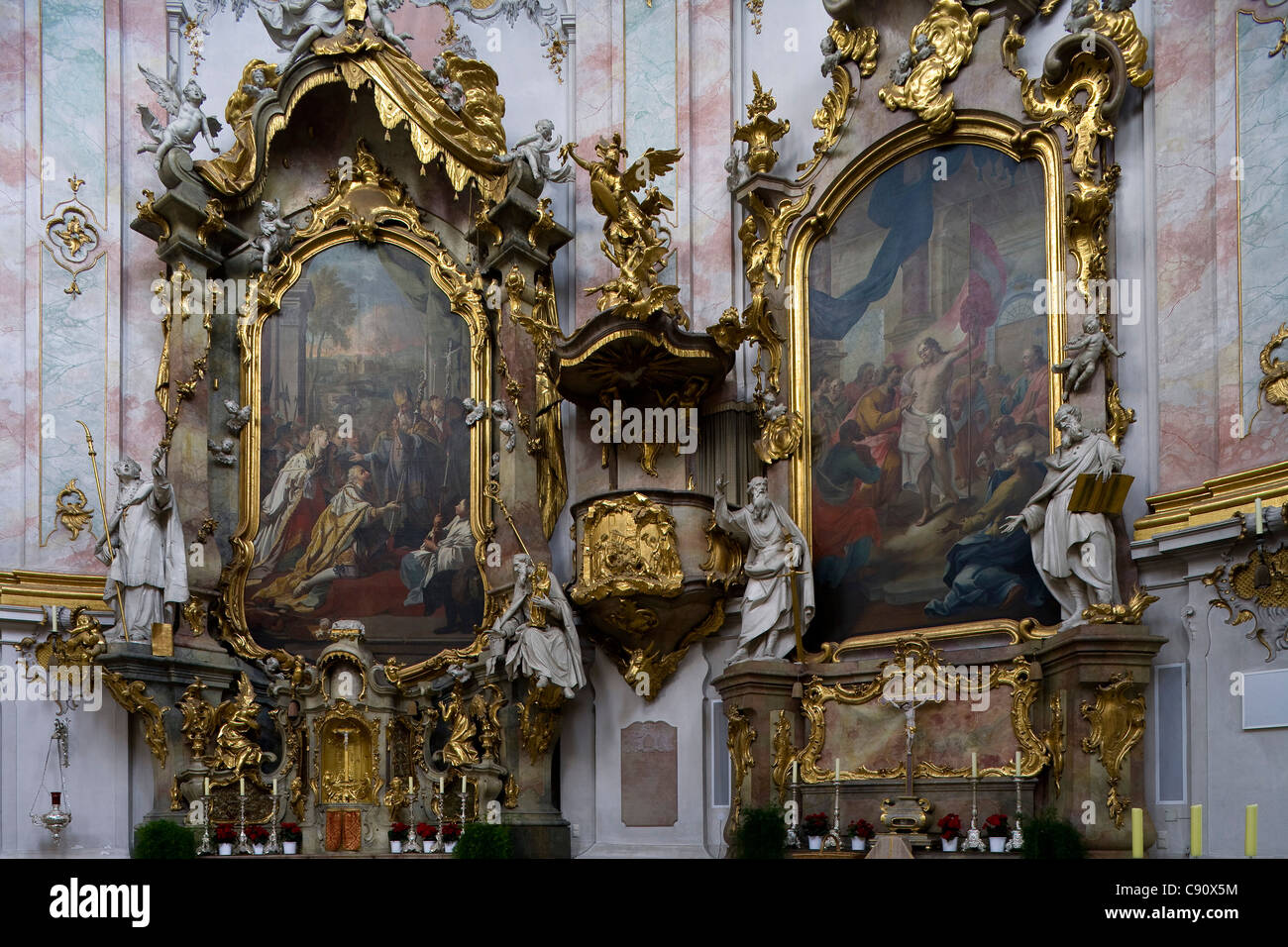 Paintings at Ettal minster, Benedictine monastry, Ettal, Bavaria, Germany, Europe Stock Photo