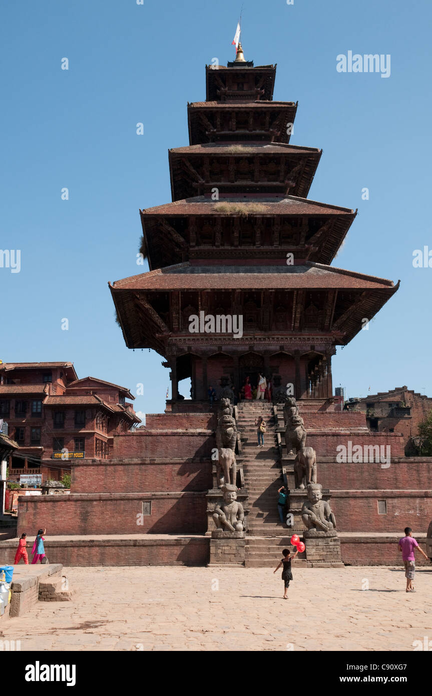 Bhaktapur is a historic city with temples and old buildings at is centre. It is a UNESCO world heritage site. Stock Photo