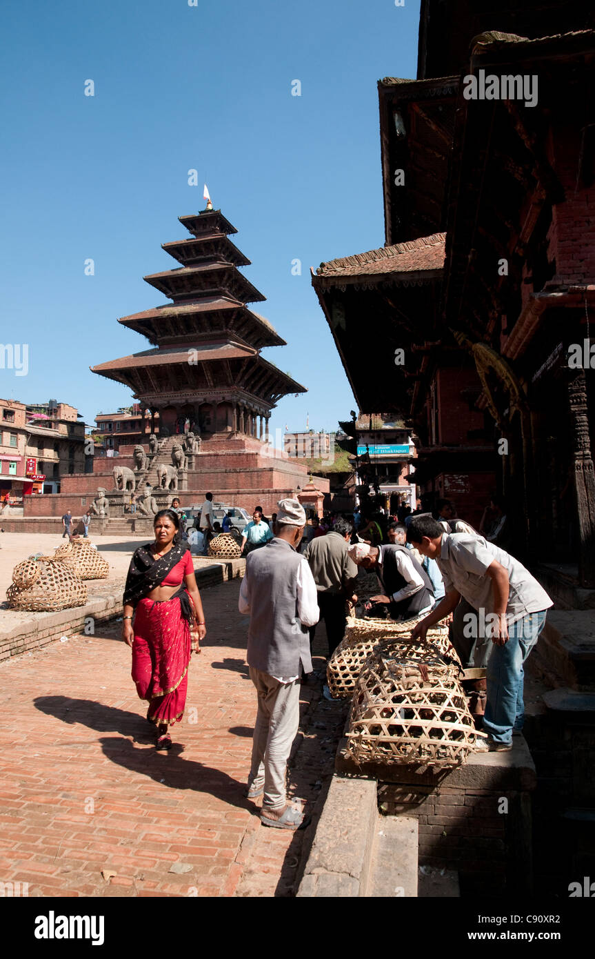 Bhaktapur is a historic city with temples and old buildings at is centre. It is a UNESCO world heritage site. Stock Photo
