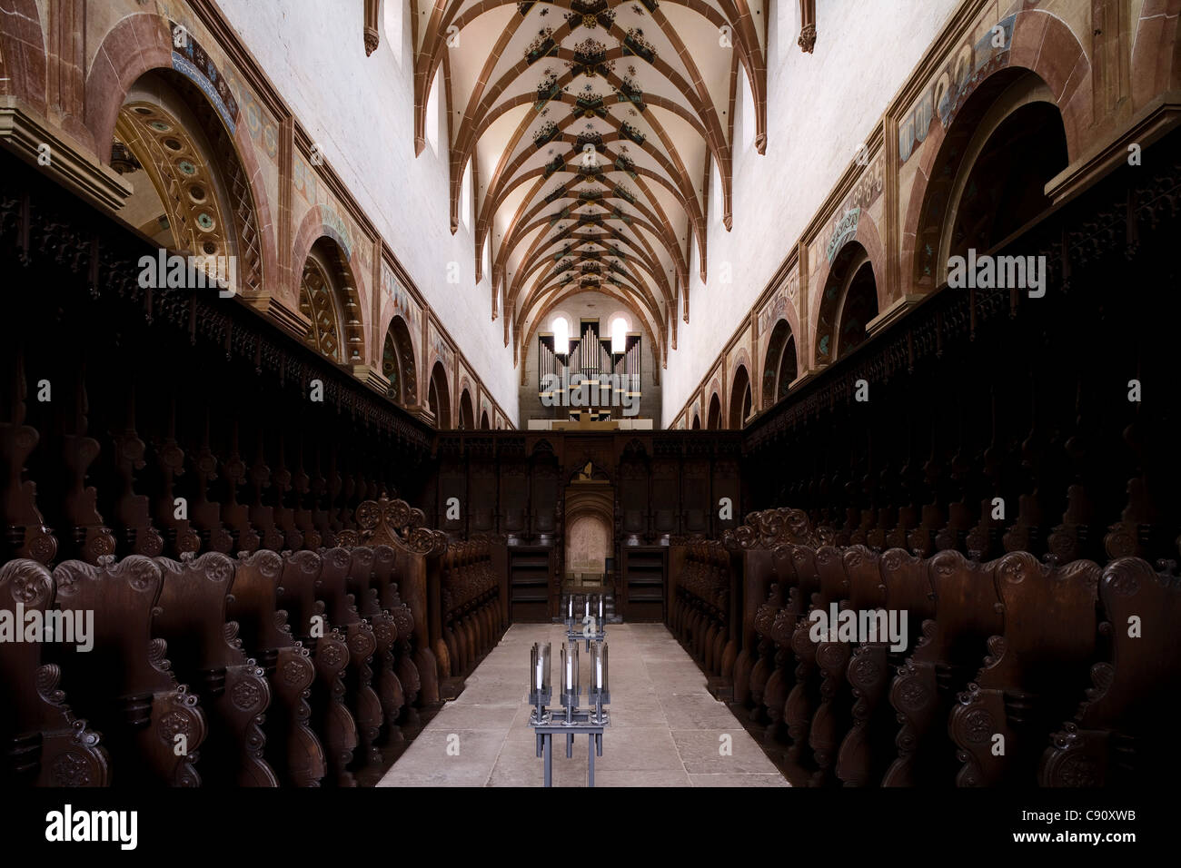 Gothic choir stalls at Maulbronn monastery, Cistercian monastery, Baden-Wuerttemberg, Germany, Europe Stock Photo