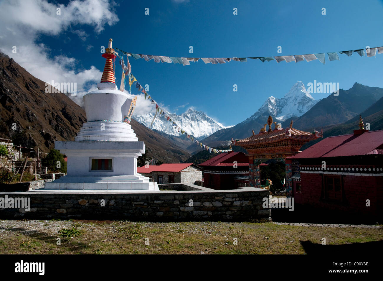 Thyangboche monastery is near the village of Phortse in the Everest National park on the route to Base camp. It was founded as Stock Photo