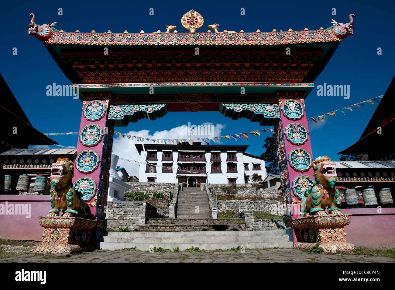 Thyangboche monastery is near the village of Phortse in the Everest National park on the route to Base camp. It was founded as Stock Photo