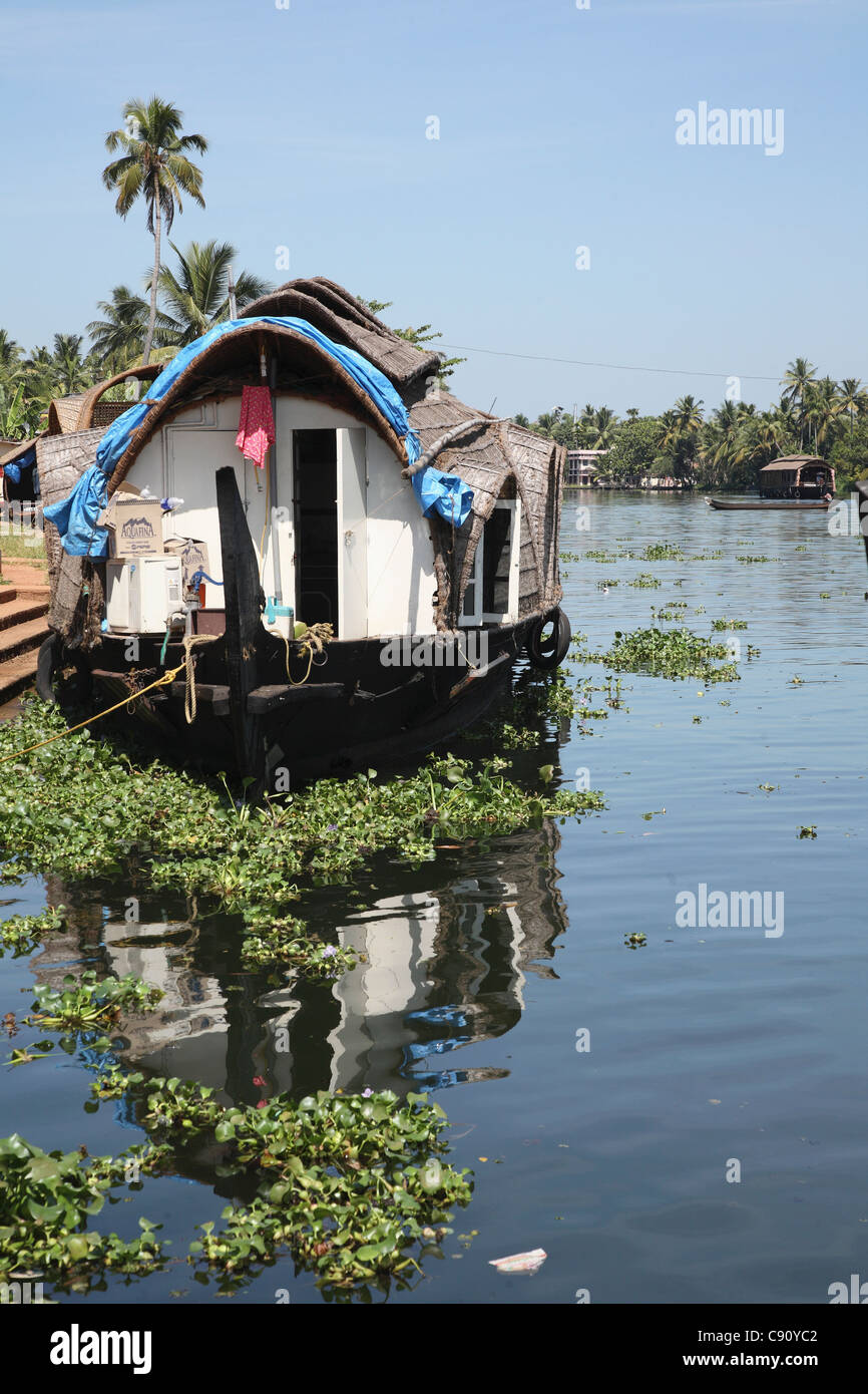 Kettuvallam are a distinctive kind of large boat found in the waters around Cochin. There are still working boats on the Stock Photo