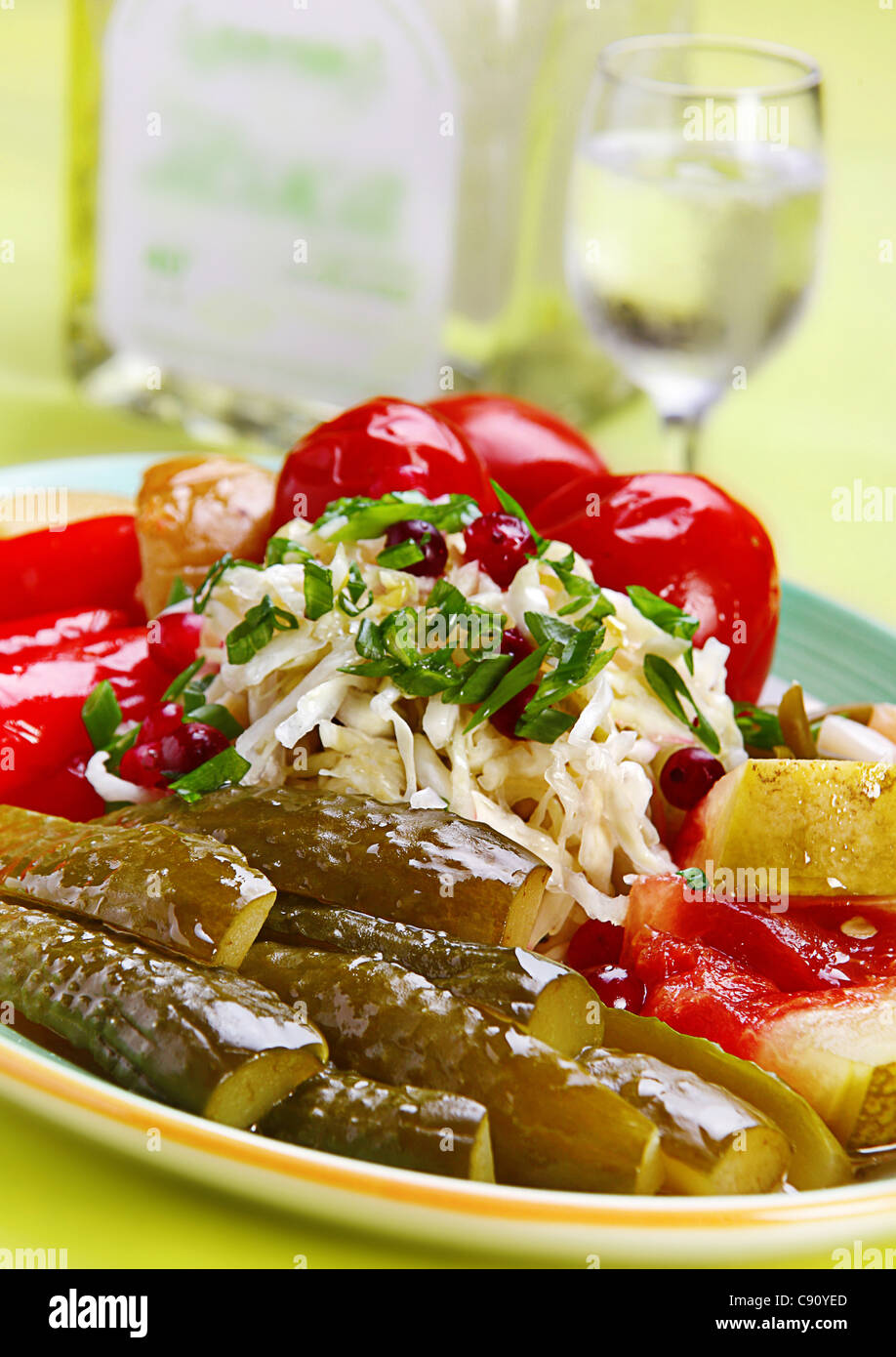 Marinated vegetable mix with vodka Stock Photo Alamy