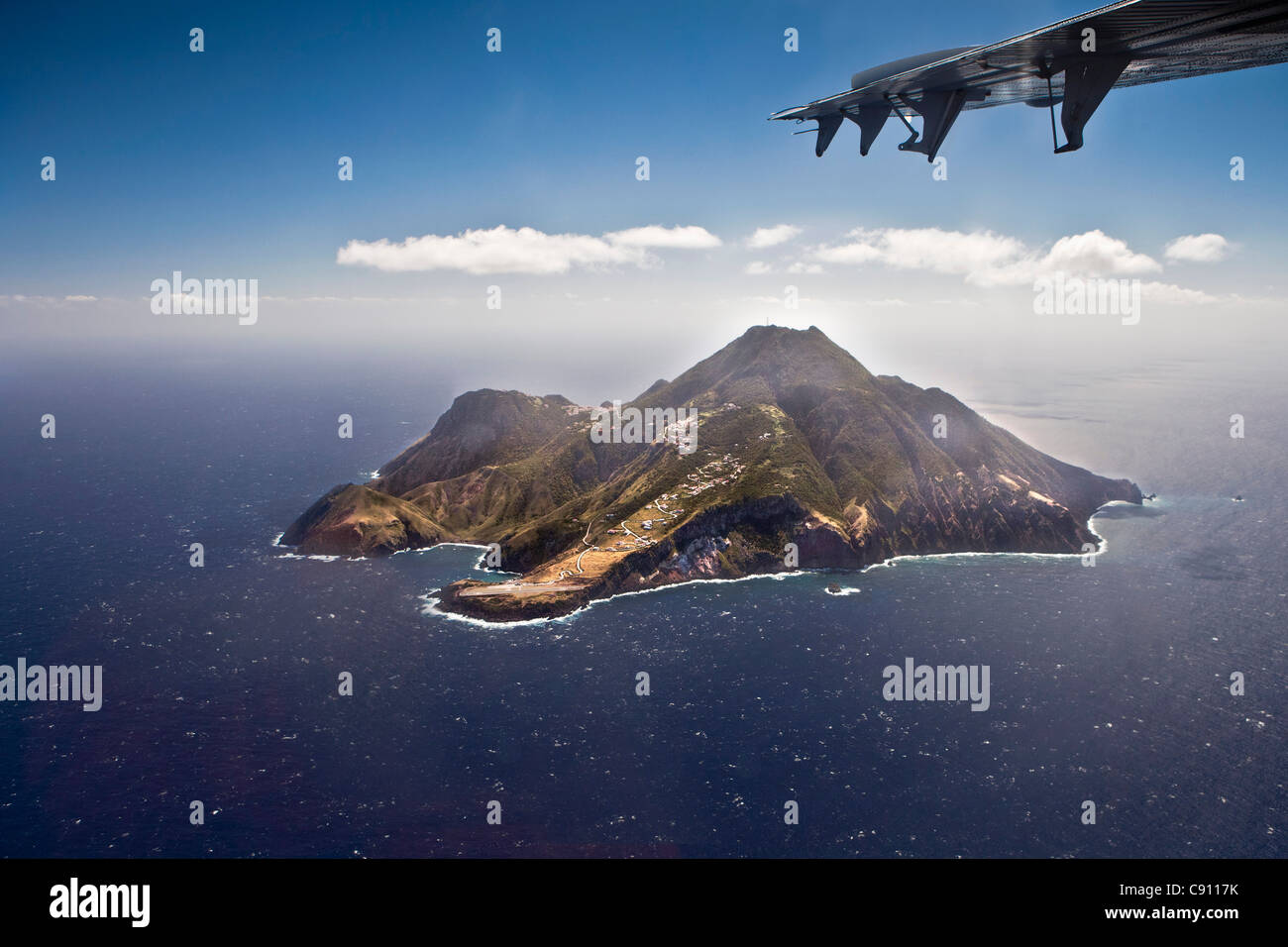 The Netherlands, Hell's Gate, Saba Island, Dutch Caribbean. Aerial. Stock Photo