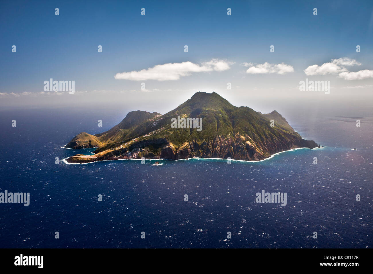 The Netherlands, Hell's Gate, Saba Island, Dutch Caribbean. Aerial. Stock Photo