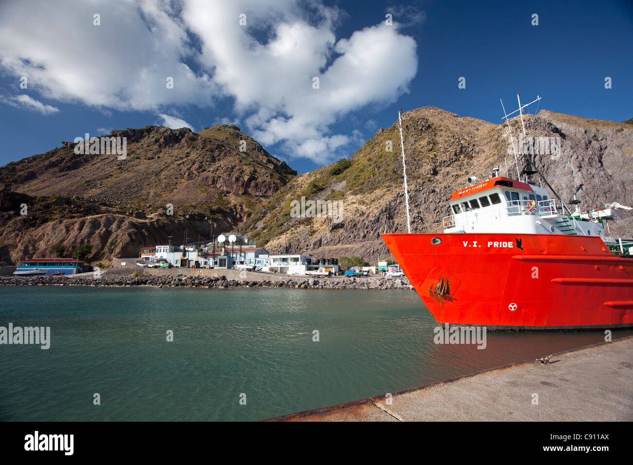 The Netherlands, The Bottom, Saba Island, Dutch Caribbean. Port. Stock Photo