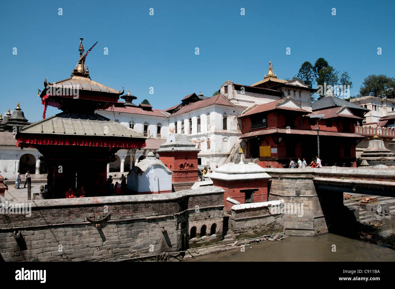 Pashupatinath Temple is regarded as the most sacred temple of Hindu Lord Shiva in the world. It is a place of pilgrimage and Stock Photo
