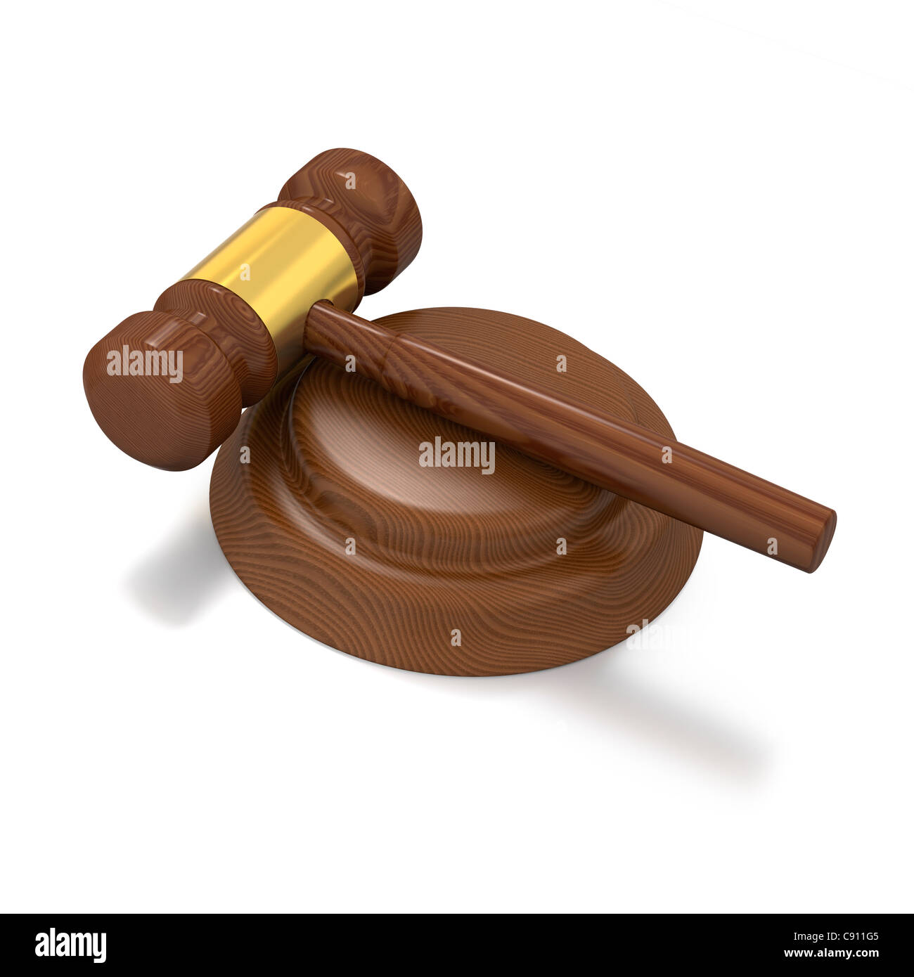 Judge's gavel made of wood on white background Stock Photo