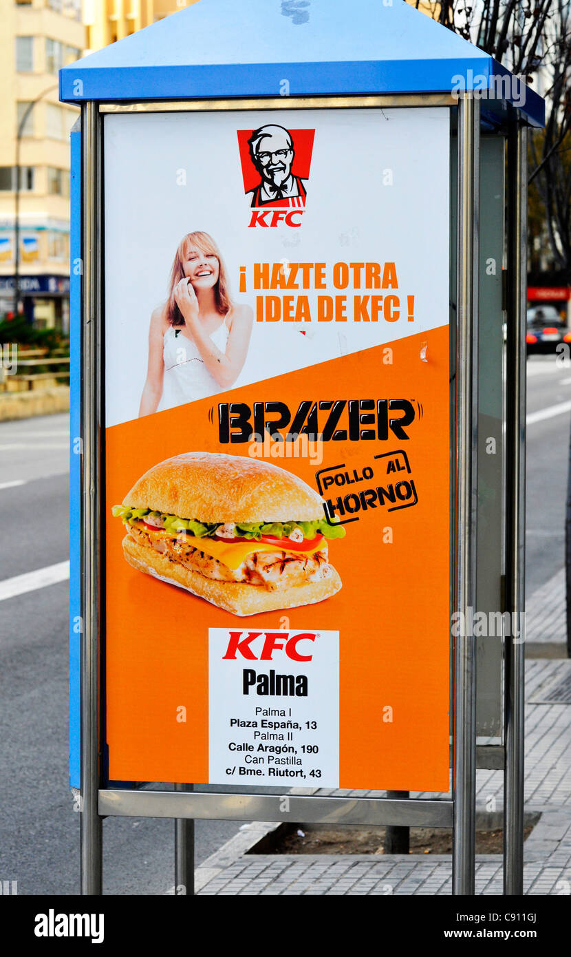 A Kfc Sign On A Bus Stop In Palma Mallorca Stock Photo 39975842