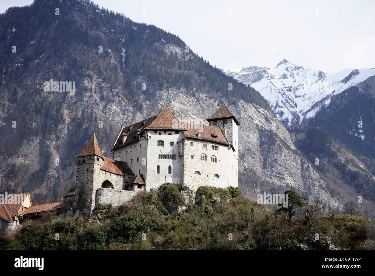 The Principality of Liechtenstein is the smallest German-speaking country in the world. It has a mountainous terrain making it Stock Photo