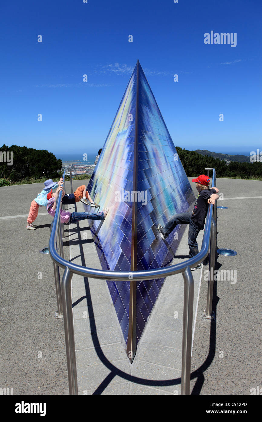 Mount Victoria / Matairangi summit lookout in Wellington New Zealand offers spectacular views over the city. Stock Photo