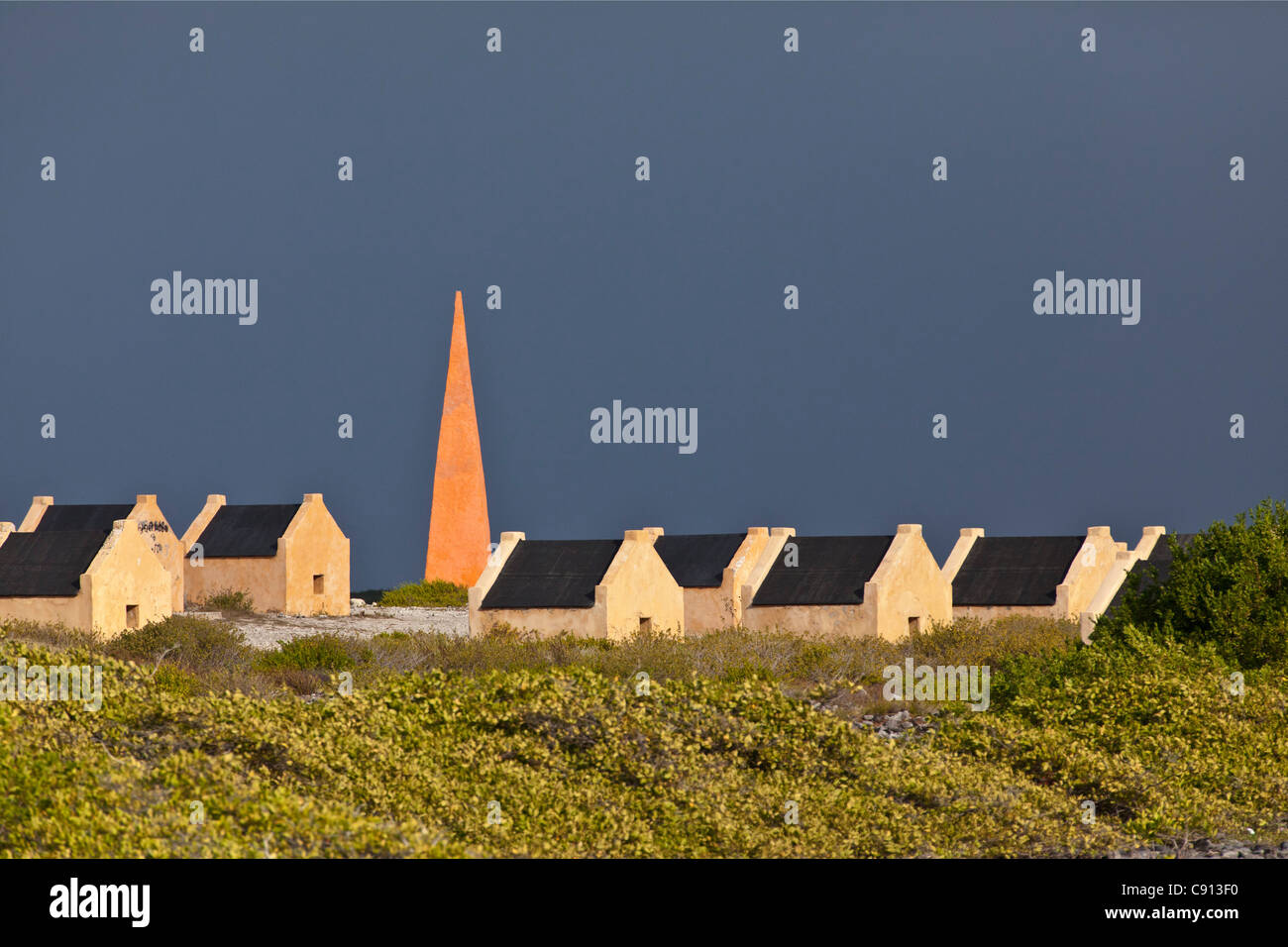 The Netherlands, Bonaire Island, Dutch Caribbean, Kralendijk, Slave huts. Stock Photo