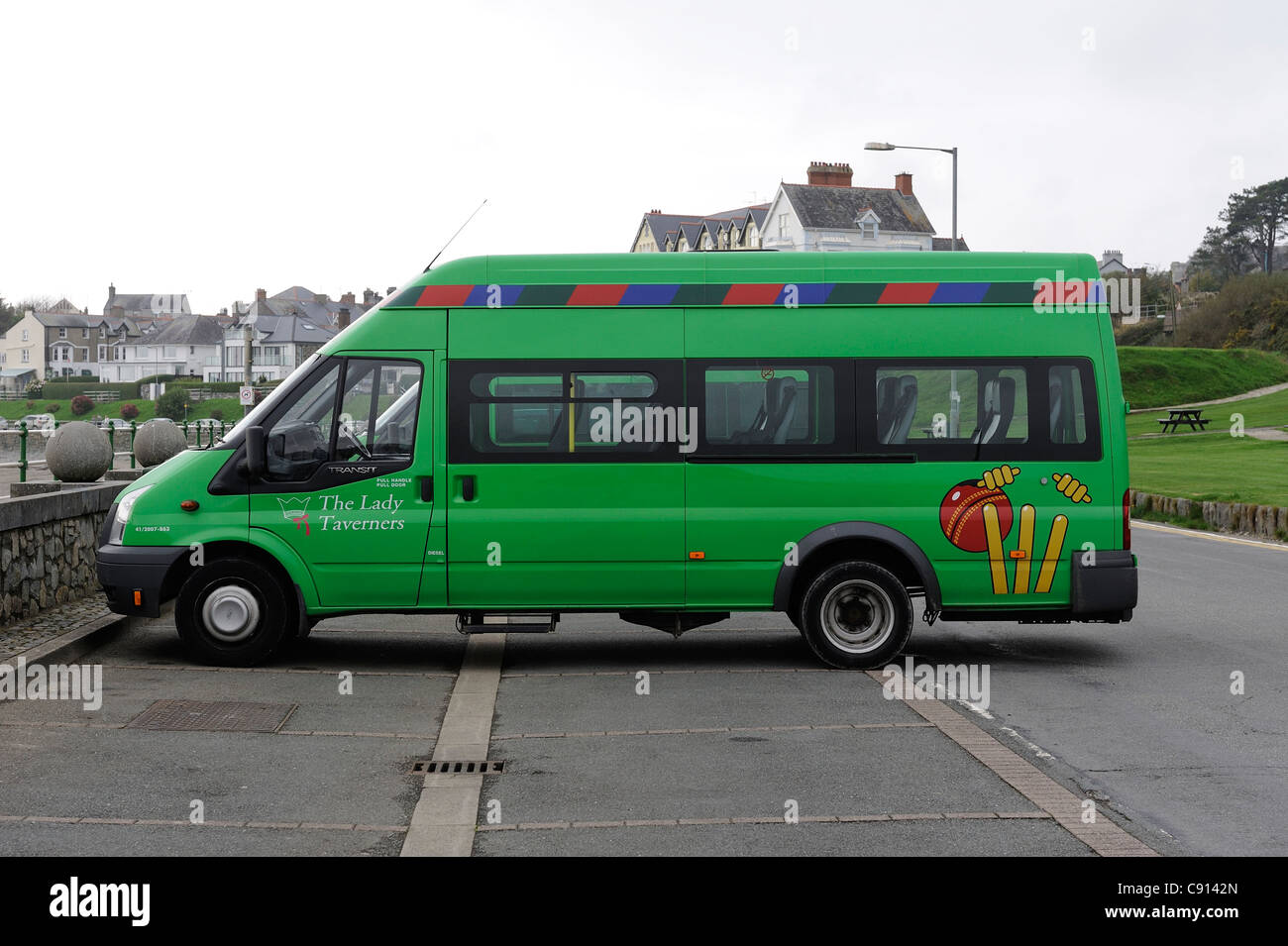 The lady taverners mini bus criccieth gwynedd north wales uk Stock Photo