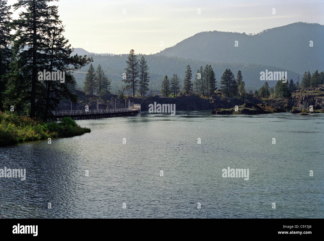 The dam and reservoir on the Clark Fork River at Thompson Falls