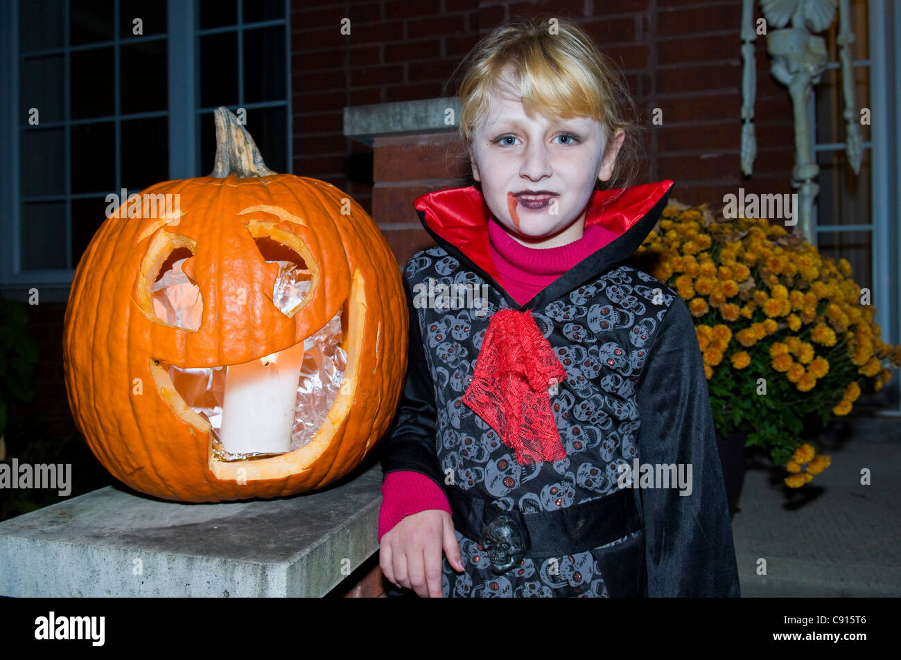 Girl in costume during Halloween Stock Photo