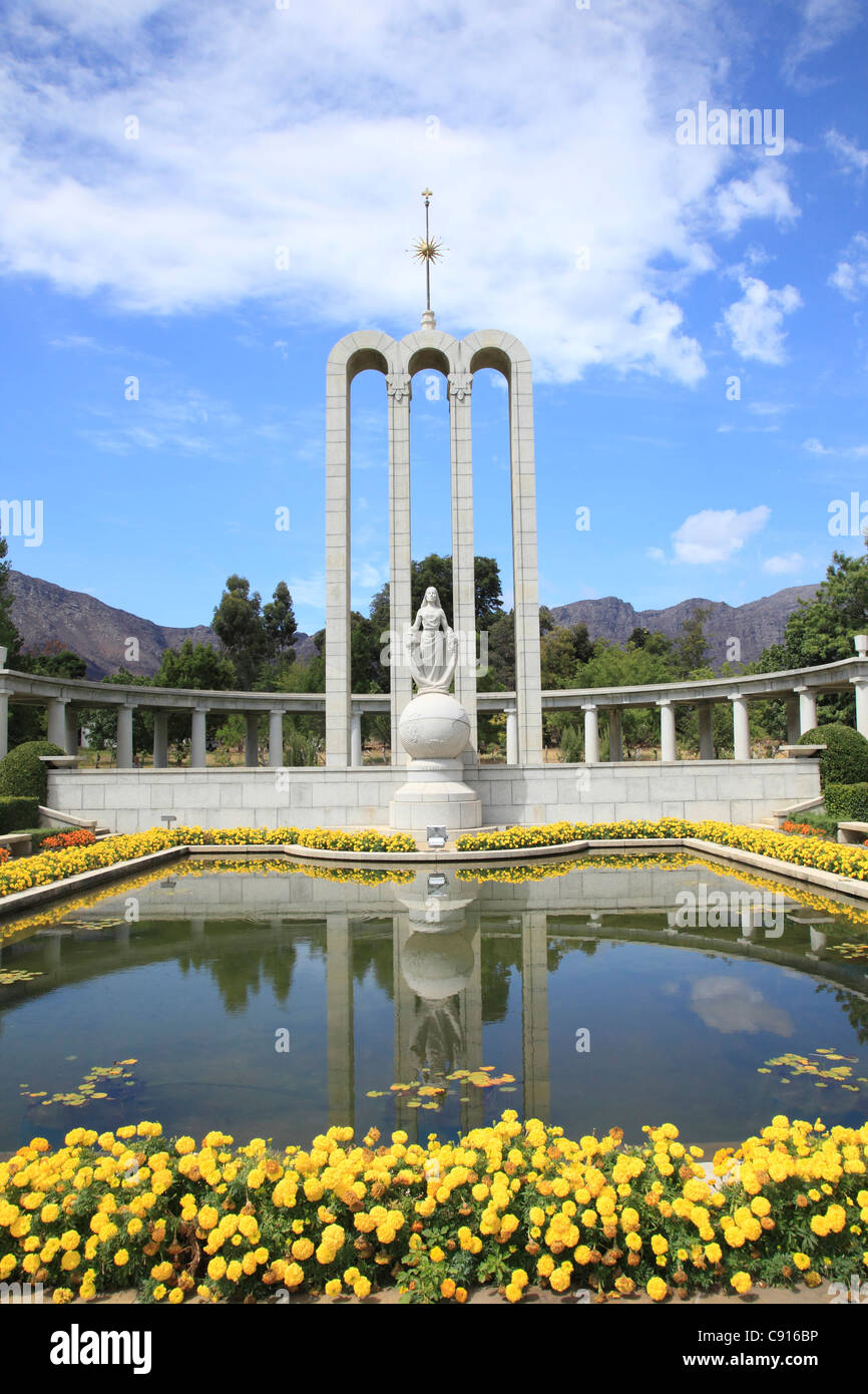 The French Huegenot memorial in Franschoek commemorates the history of the European settlers who came to the Cape region from Stock Photo