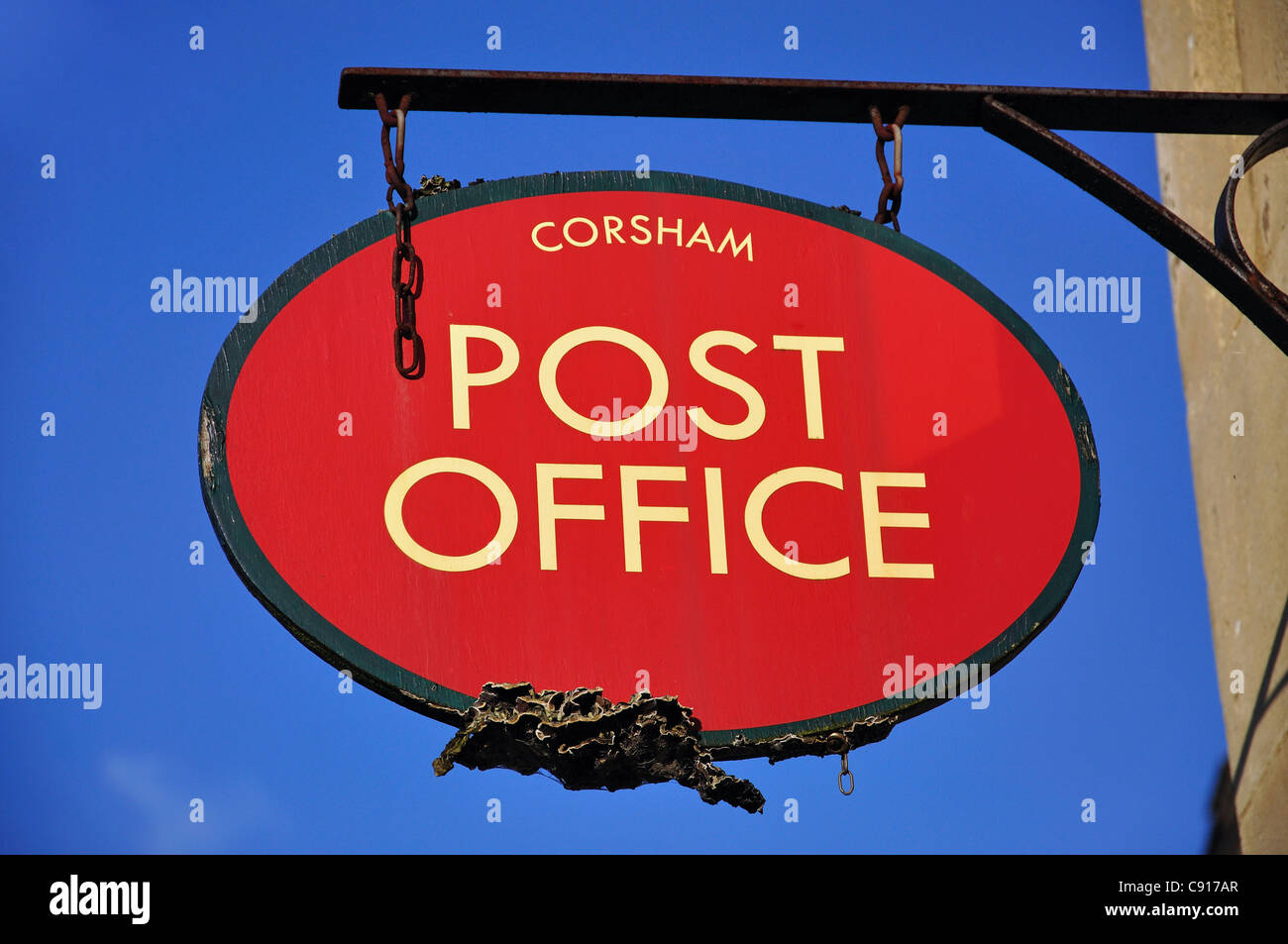 Corsham Post Office sign, High Street, Corsham, Wiltshire, England, United Kingdom Stock Photo