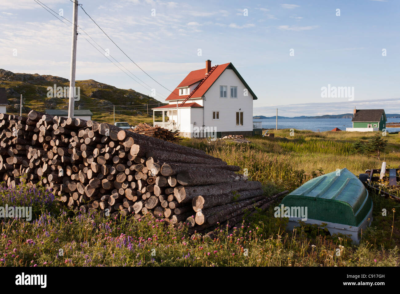Houses beside rocky coast, Twillingate, Newfoundland Stock Photo Alamy