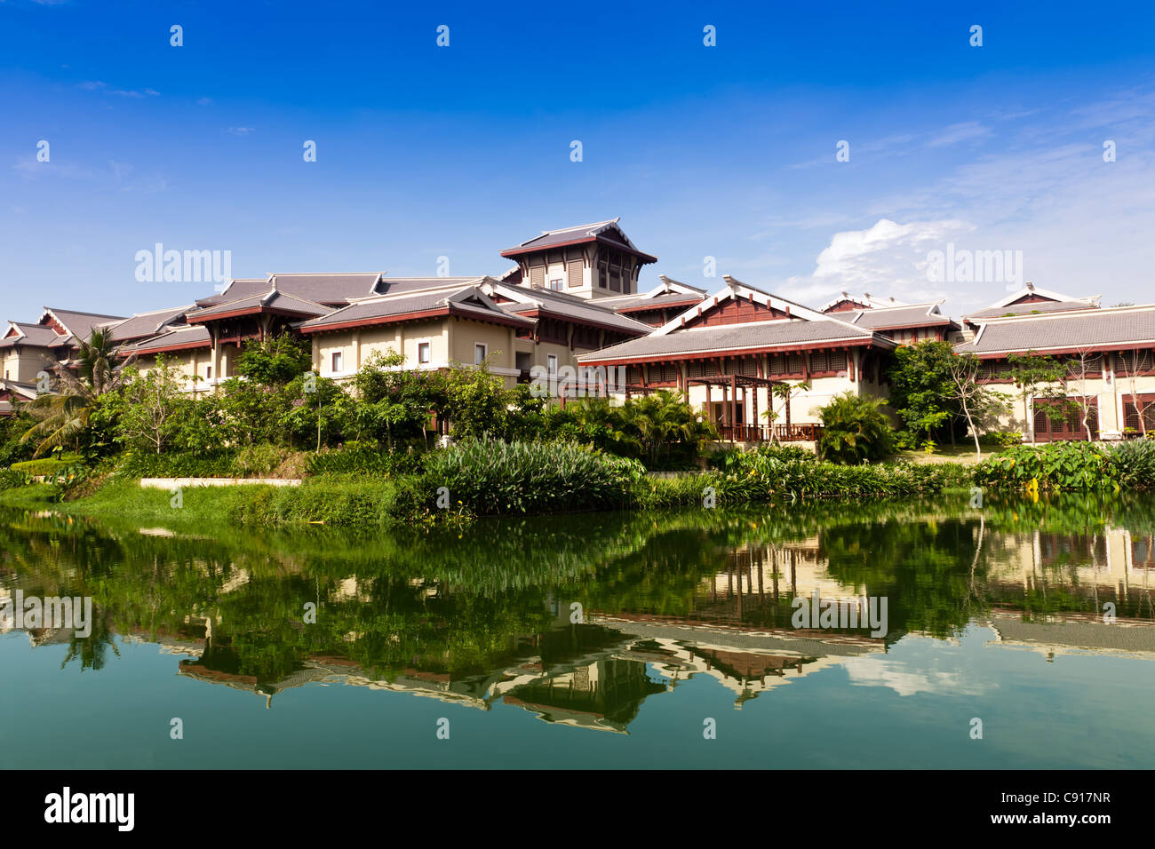 Luxury hotel by the riverside Stock Photo - Alamy