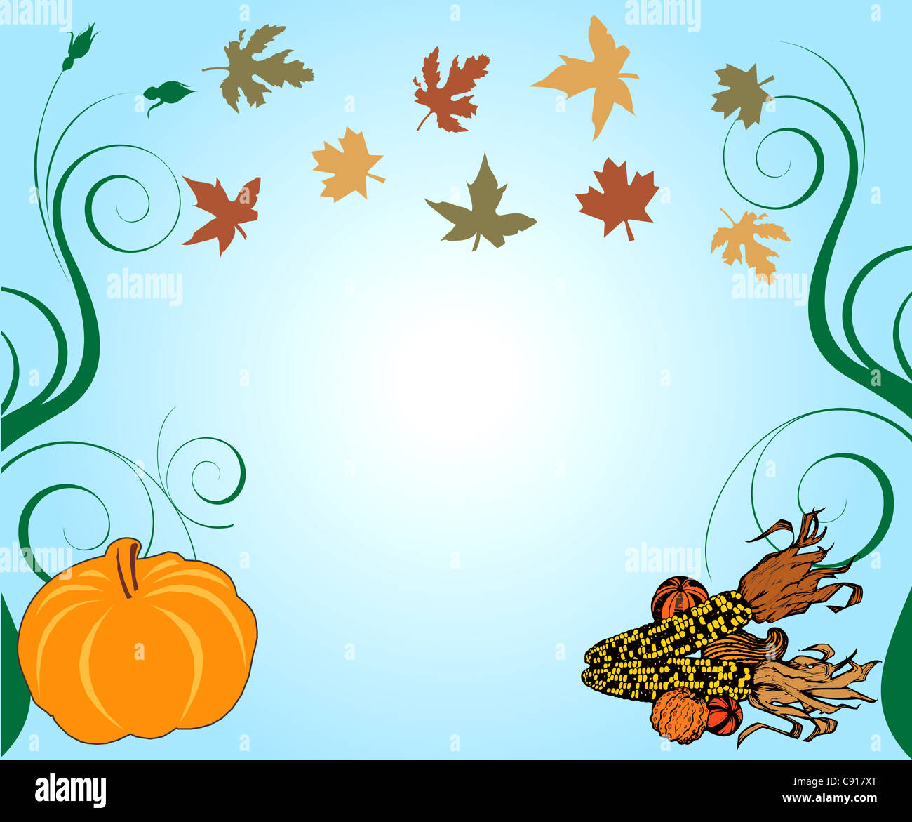 Vector Illustration of a Thanksgiving Background with pumpkin and corn ...