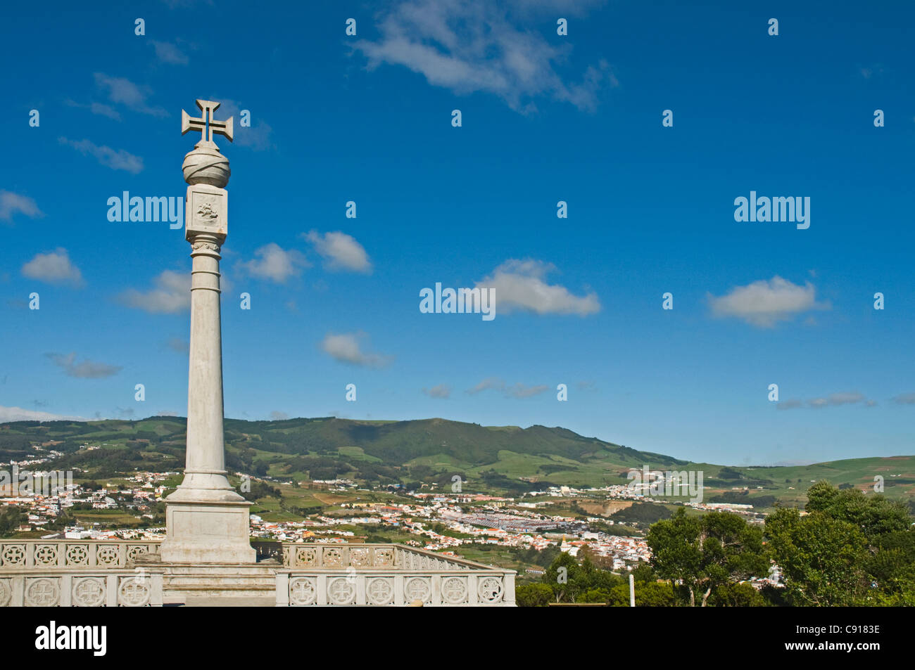 Angra is the capital and first city of the Azores islands on Terceira, and a UNESCO world heritage site. Stock Photo