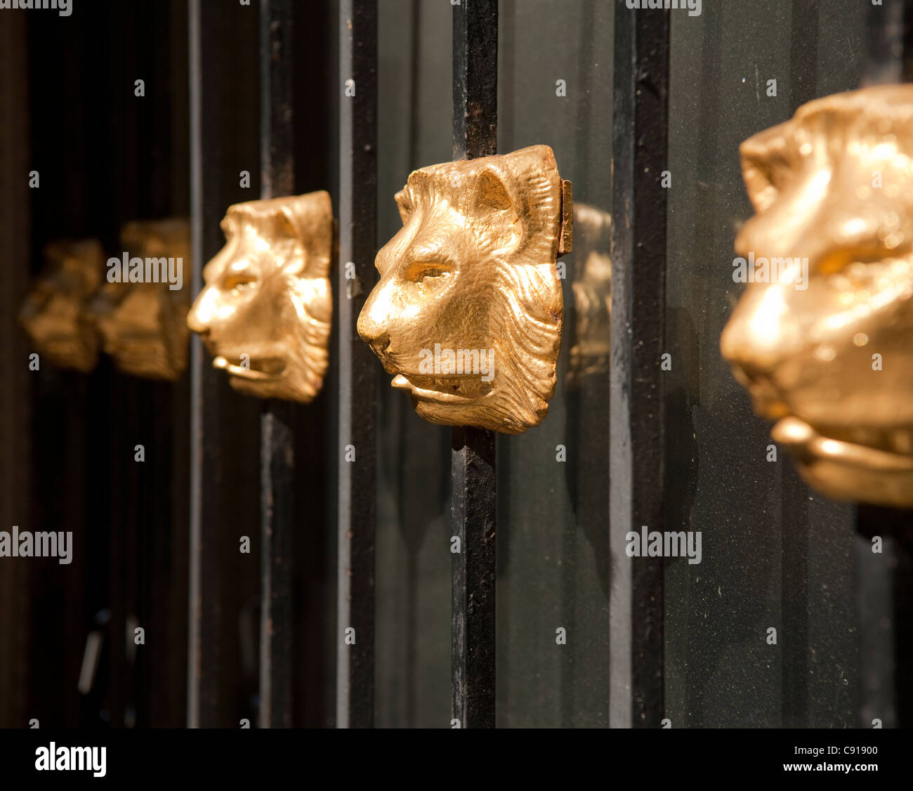 Many of New York's buildings are decorated with  beautiful ornate railings and sculpture.  Date Shot 10/10/2010. Stock Photo