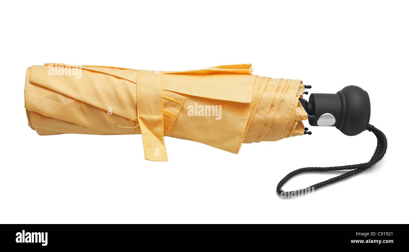 Yellow umbrella on a white background Stock Photo - Alamy