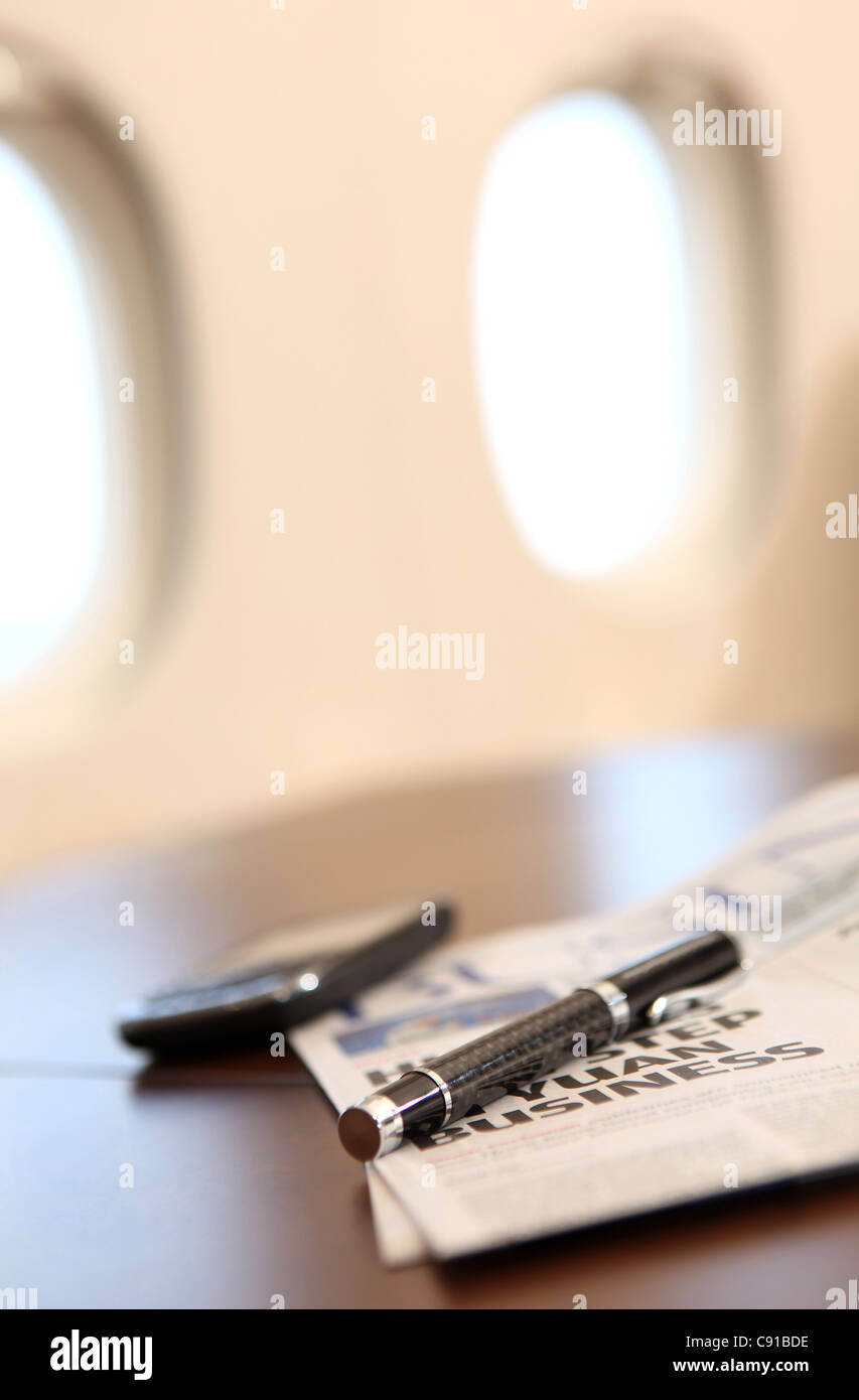 Interior of a private jet , airplane Stock Photo