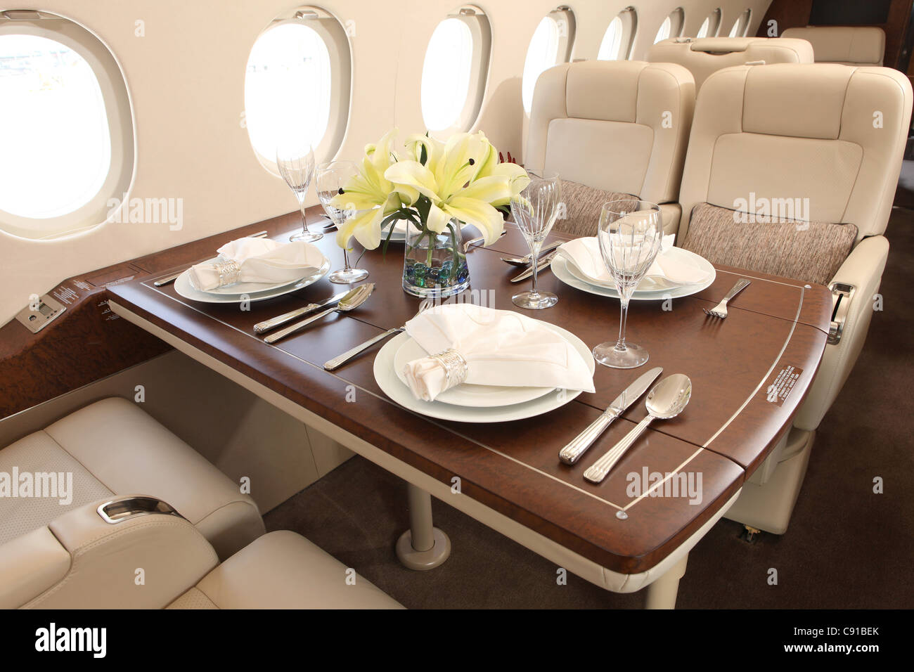 Interior of a private jet , airplane Stock Photo