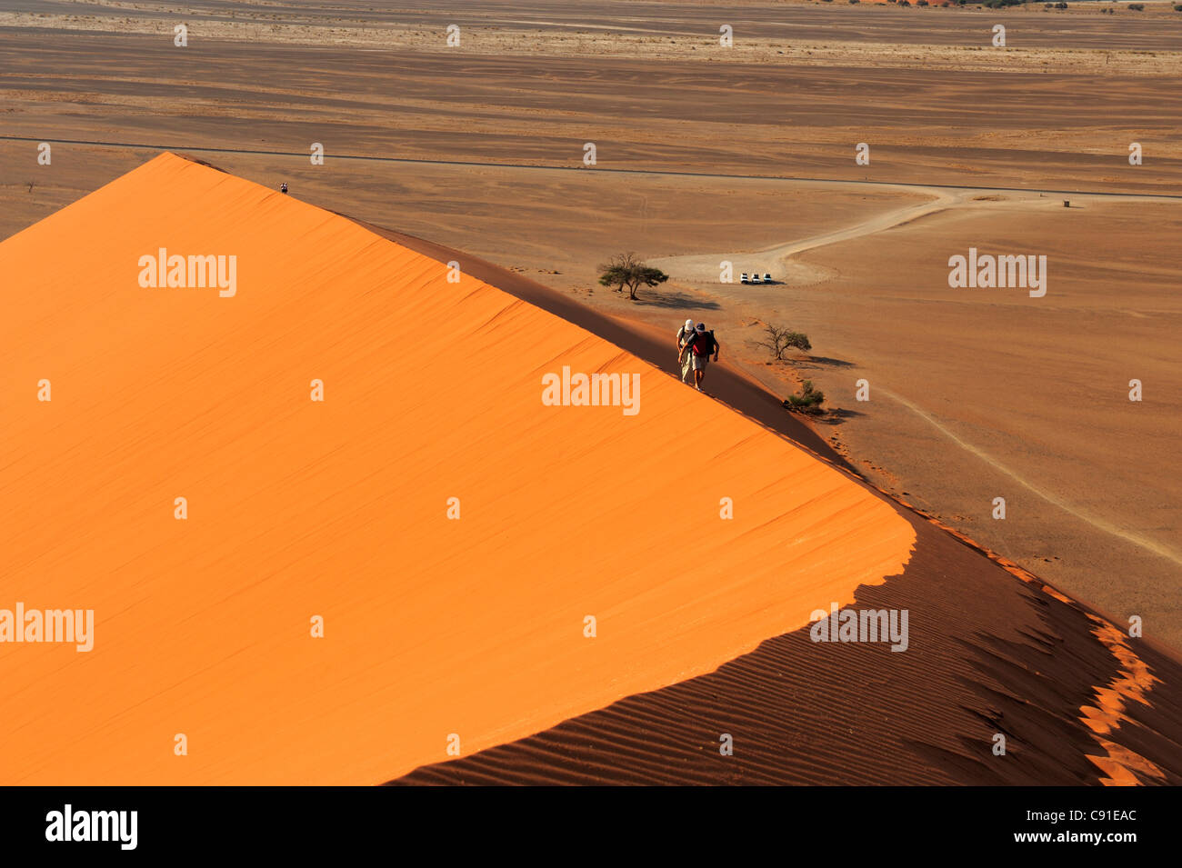 People walking on red sand dune in Sossusvlei, dune 45, Sossusvlei ...