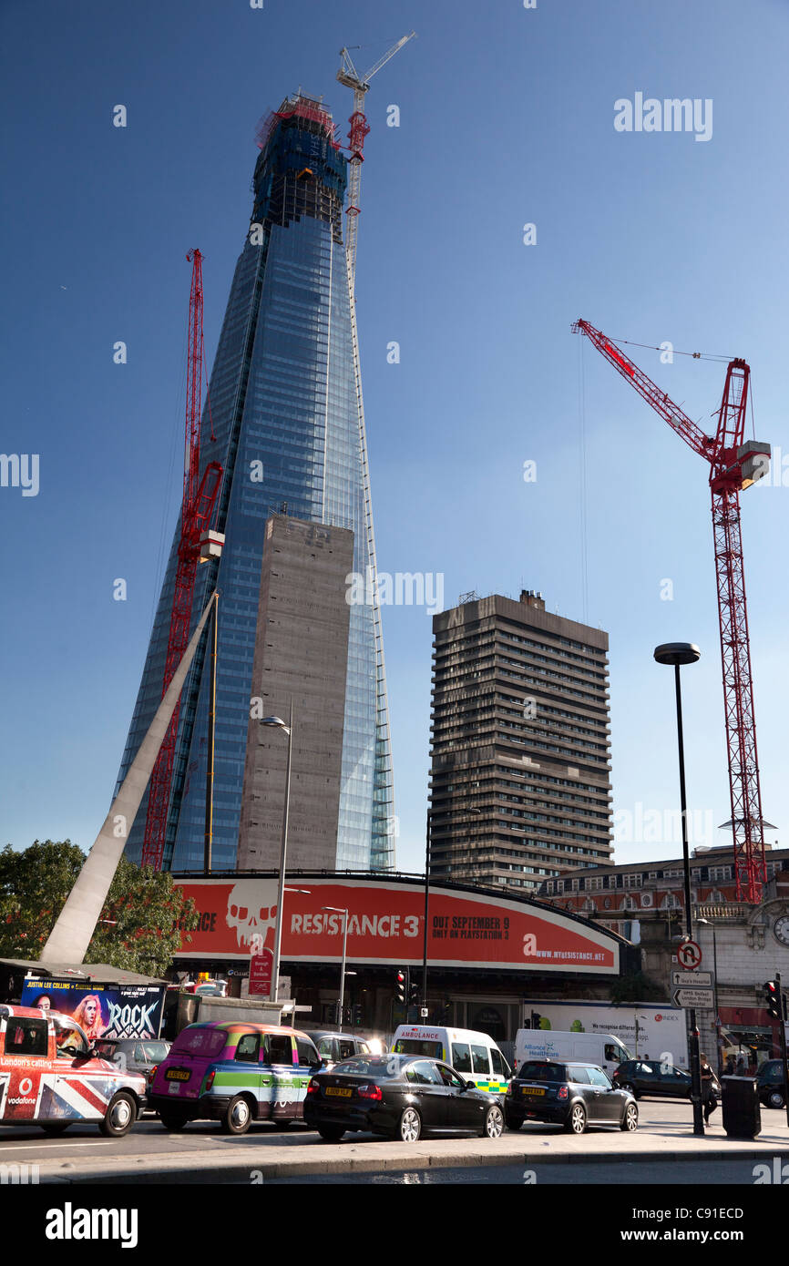 The Shard under construction near London Bridge Stock Photo