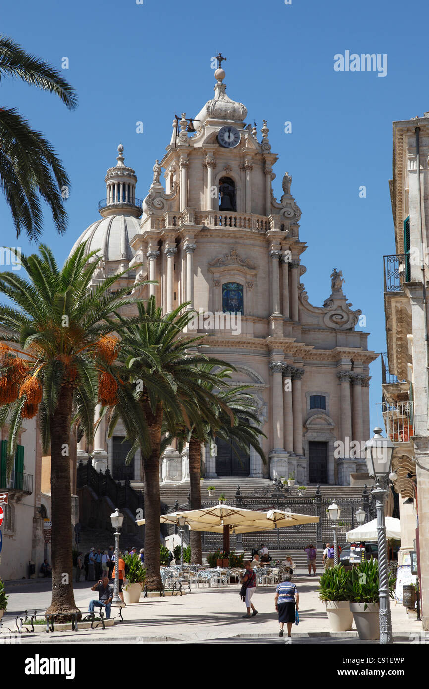 The 18th Century Cathedral of San Giorgio is the major landmark of the city of Ragusa in Ragusa Superior also known as  the Stock Photo