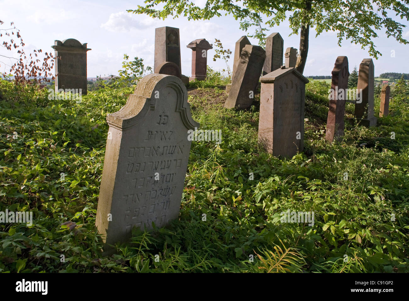 Grave stones in a Jewish cemetery, Seesen, Lower Saxony, Germany Stock Photo