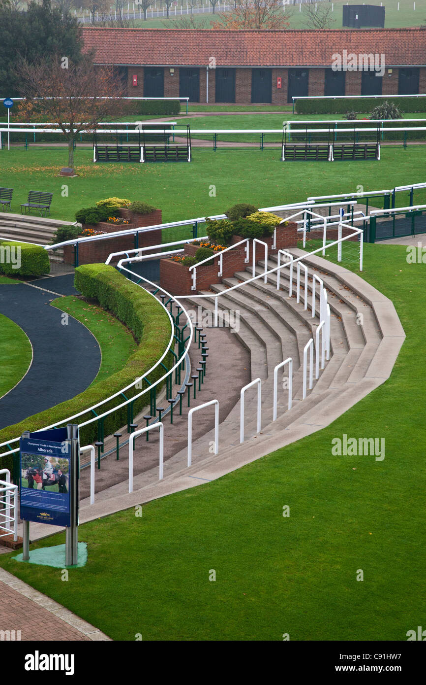 Empty Terracing at Newmarket Racecourse Parade Ring Stock Photo