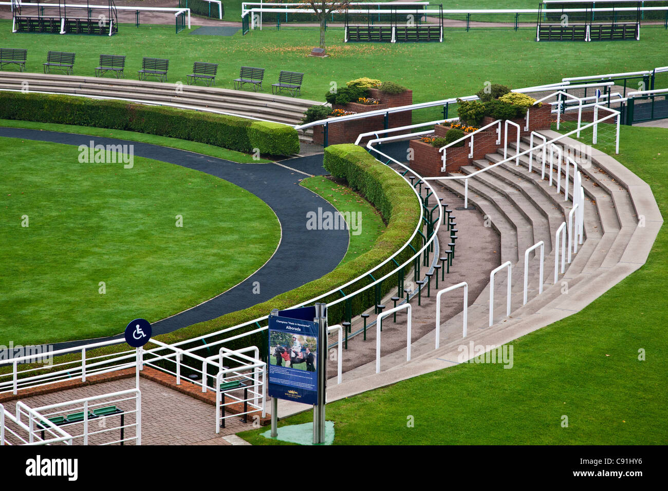 Empty Parade Ring at Newmarket racecourse Stock Photo