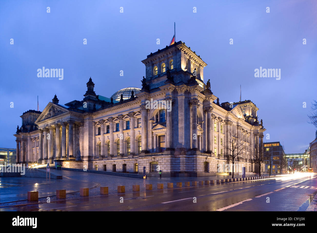 Place of the Republic with the Reichstag building in the evening, Berlin, Germany, Europe Stock Photo