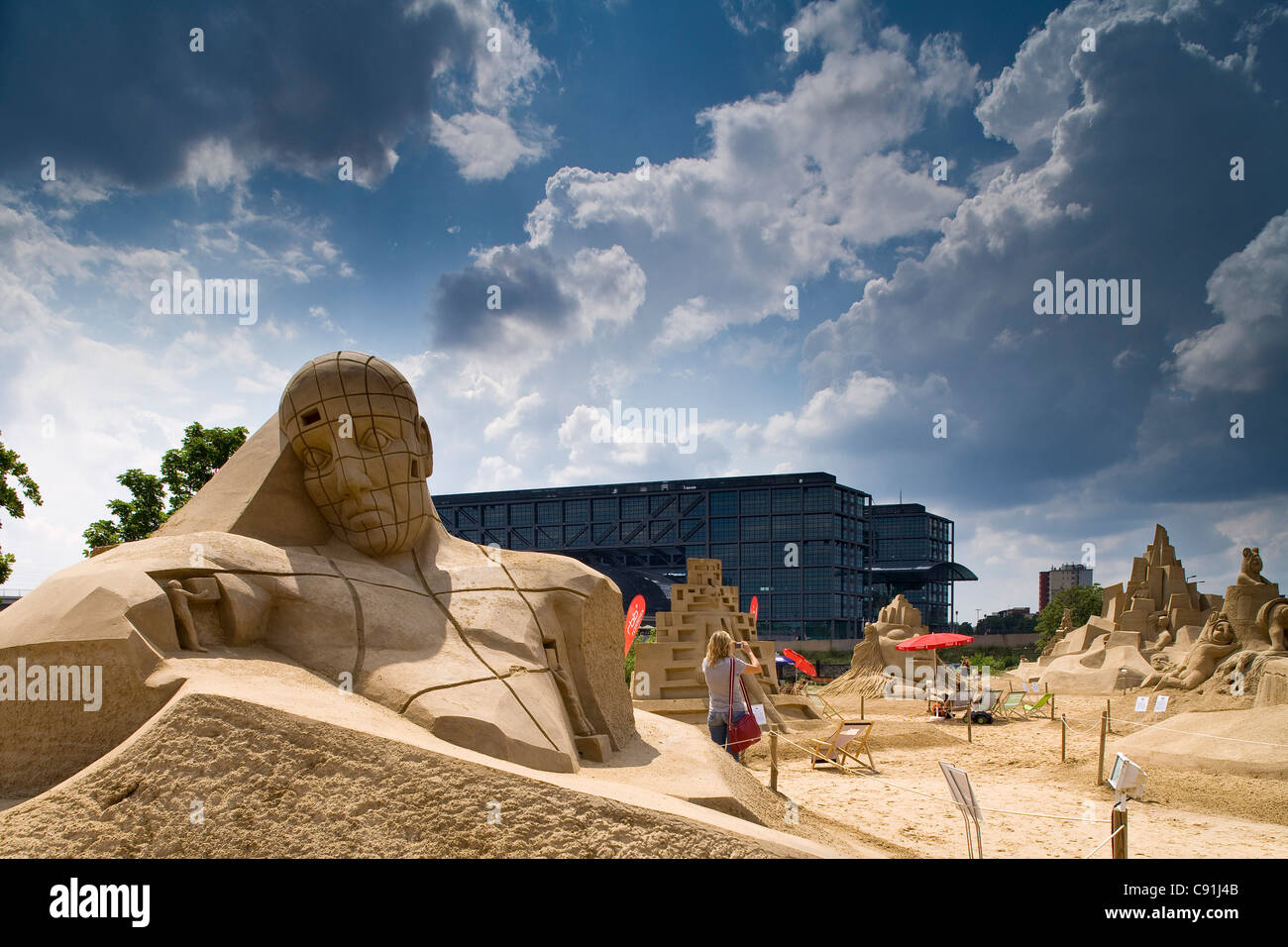 International sand sculpture festival in Berlin at Berlin central station, Berlin, Germany, Europe Stock Photo