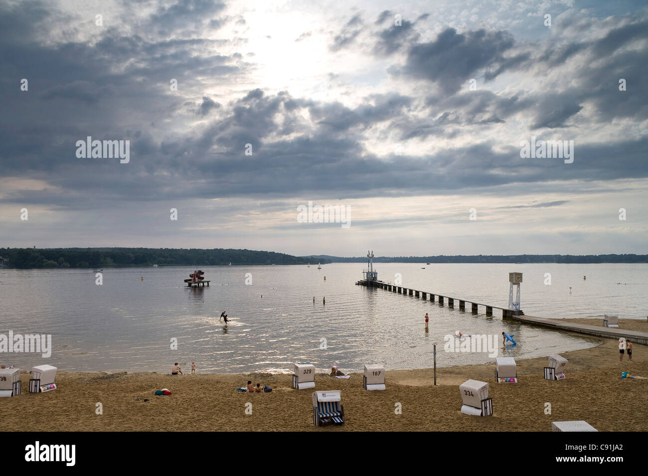 Wannsee lido under clouded sky, Berlin, Germany, Europe Stock Photo