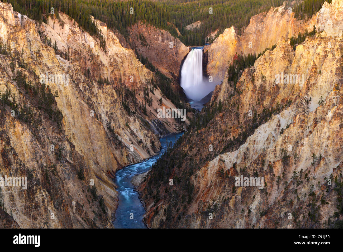 Upper Falls of Yellowstone Canyon, Yellowstone National Park Stock ...