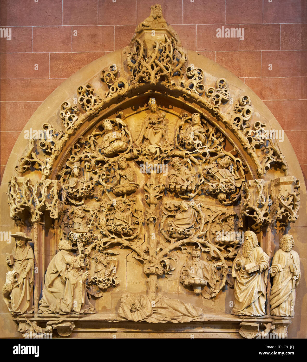 St. Peter's Church, Wurzel-Jesse-Relief, Worms, Rhenish Hesse, Rhineland-Palatinate, Germany, Europe Stock Photo