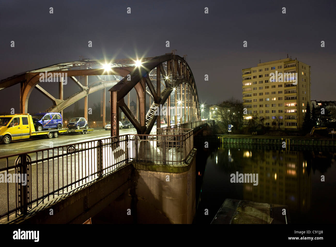 Schulenburg bridge at night, Berlin-Spandau, Berlin, Germany, Europe Stock Photo