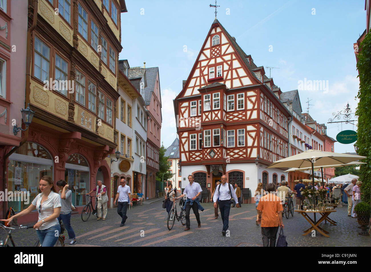Halftimbered house near Kirschgarten, Old City, Mainz, Rhenish Hesse