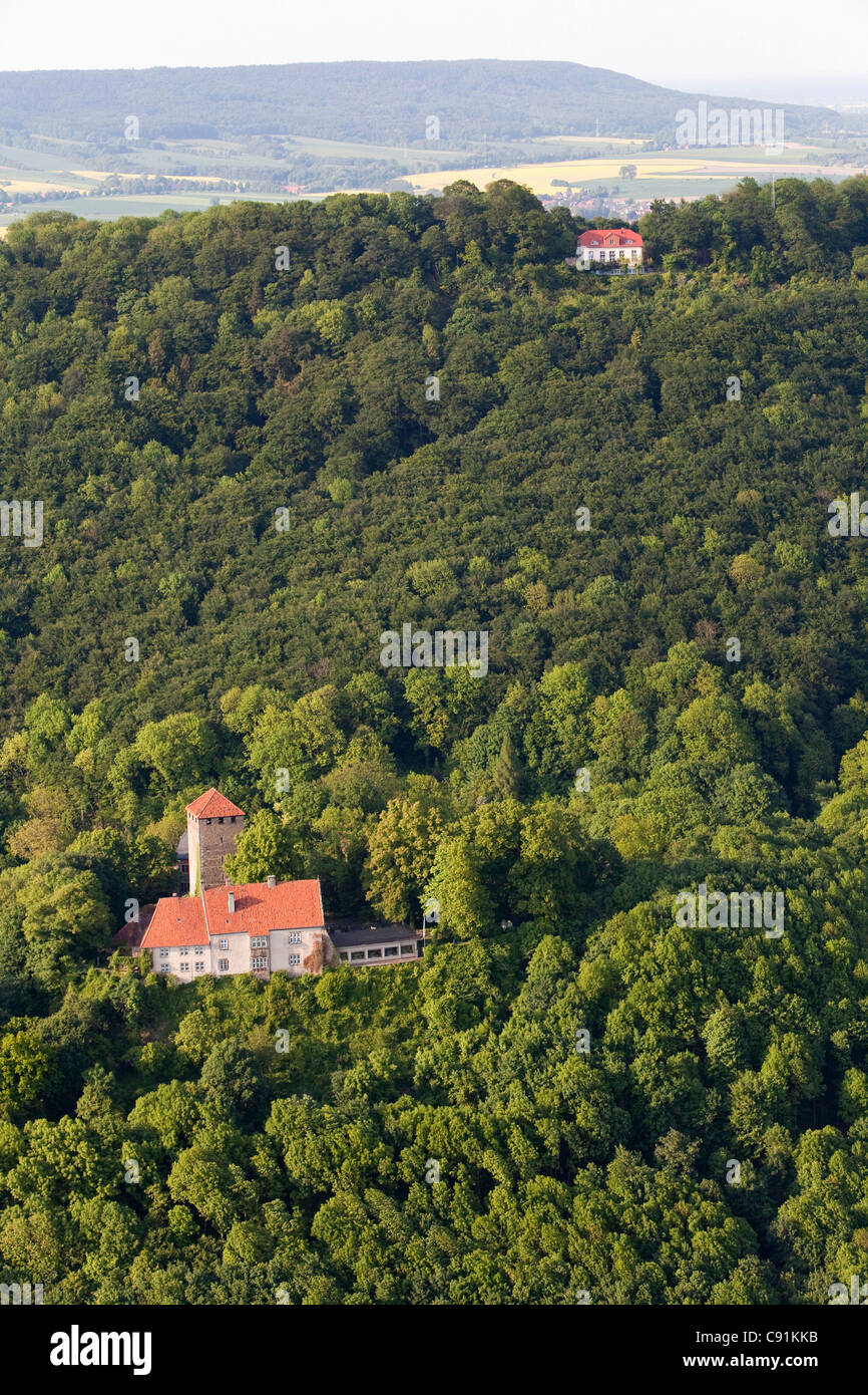 Aerial view of a fortified tower, Schaumburg, Weser Hills, Lower Saxony, Germany Stock Photo